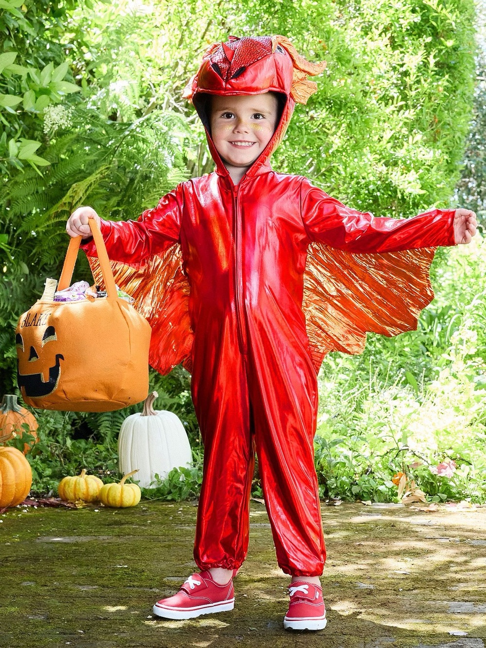 Kids Red Dragon Costume - Classic Hooded Jumpsuit WORN ONCE
